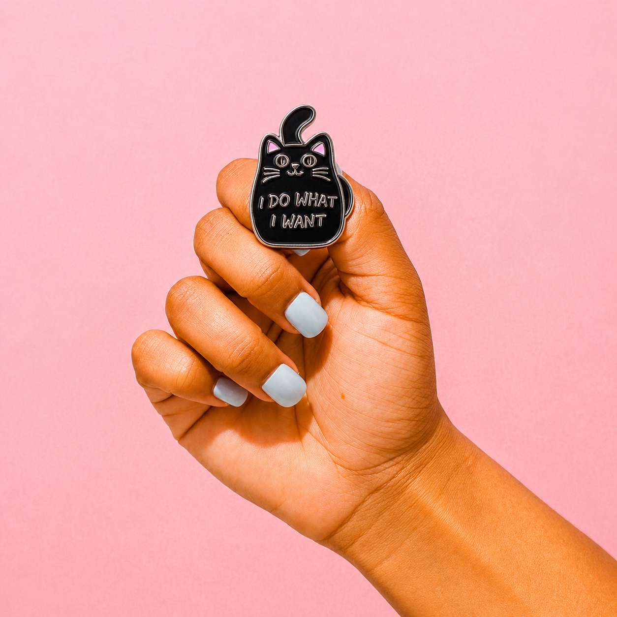 "I Do What I Want" Black Cat Enamel Pin