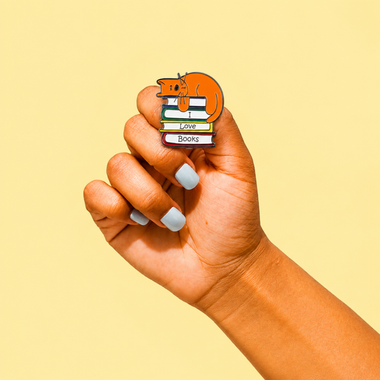 Book Lover Cat Enamel Pin