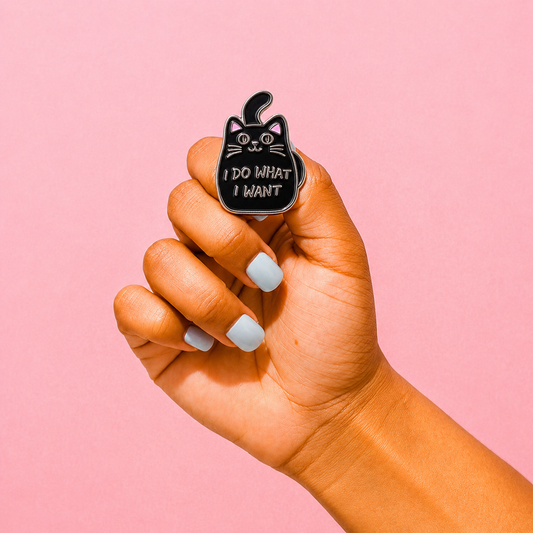 "I Do What I Want" Black Cat Enamel Pin