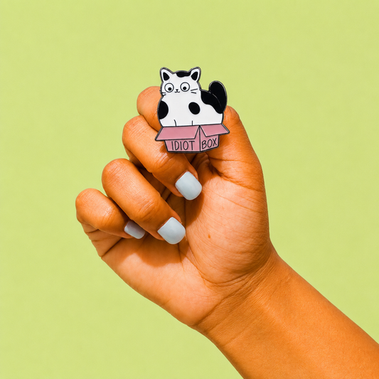Idiot Box Cat Enamel Pin